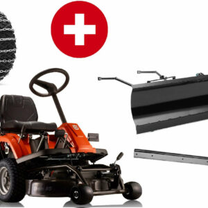 Tondeuse frontale Husqvarna R 112C5 avec plateau de coupe Combi 85 - pack hiver avec lame à neige, bande de caoutchouc et chaînes à neige - modèle 2025-Neuf