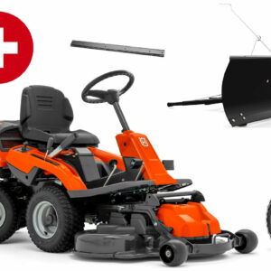 Tondeuse frontale professionnelle Husqvarna R 214C Combi 94 pack hiver avec lame à neige, bande de caoutchouc, poids et chaînes à neige - modèle 2025-Neuf