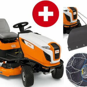 Tracteur de pelouse STIHL RT 5097 pack hiver avec lame à neige et chaînes à neige - modèle 2025-Neuf