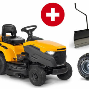 Tracteur de pelouse Stiga Estate 598 - pack hiver avec lame à neige et chaînes à neige-Neuf